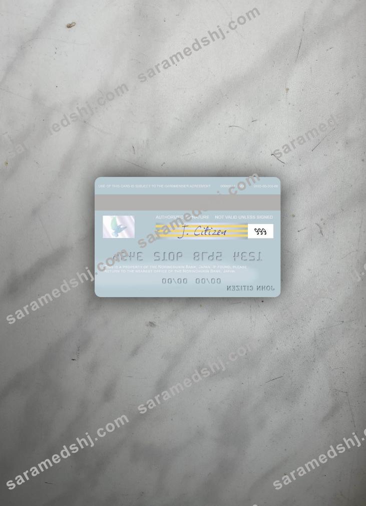 Japan Norinchukin Bank visa debit card photolook back